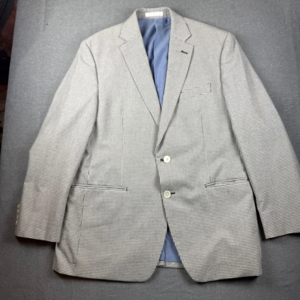 Lauren Ralph Lauren Men's Gingham Blazer Jacket 42R Black White Dobby Sport Coat